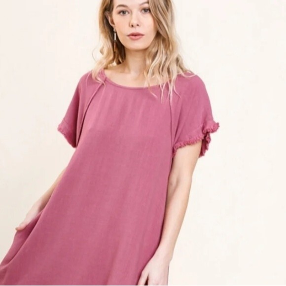 Umgee Dresses & Skirts - Umgee Rose Pink Short Sleeve Shift Dress